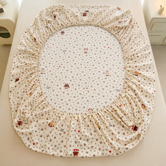 91家纺网 家纺一手货源 找家纺 贝扬思家纺 2026新款高克重泡芙纱印花款单床笠床笠单件-浅糯 CL浅糯-田园兔