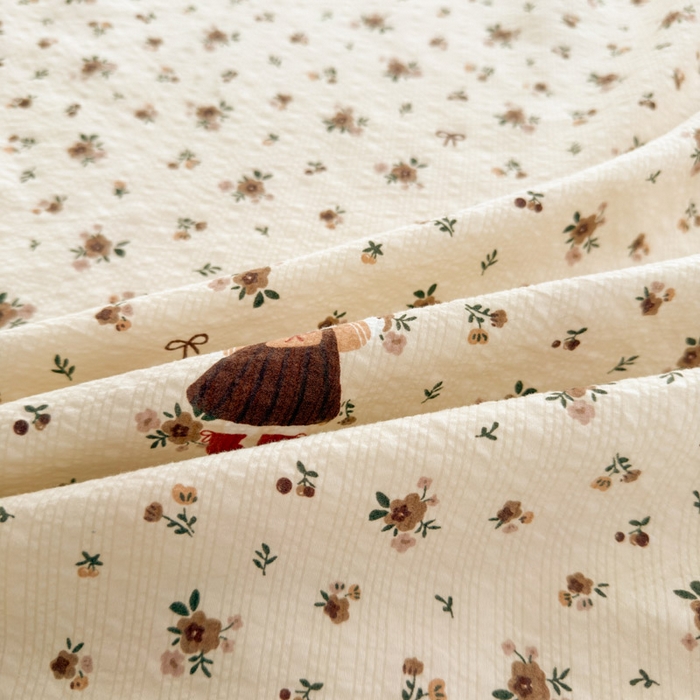 91家纺网 家纺一手货源 找家纺 贝扬思家纺 2026新款高克重泡芙纱印花款单床笠床笠单件-浅糯 CL浅糯-田园兔