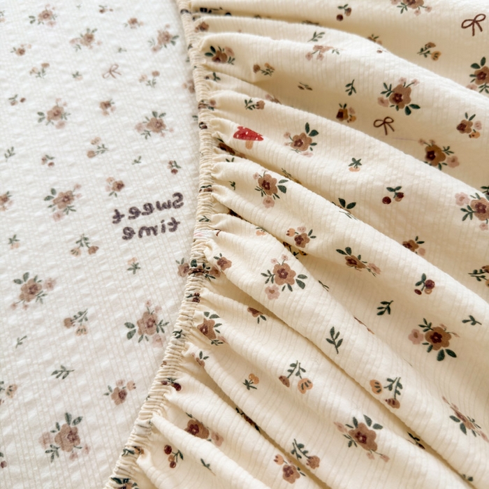 91家纺网 家纺一手货源 找家纺 贝扬思家纺 2026新款高克重泡芙纱印花款单床笠床笠单件-浅糯 CL浅糯-田园兔