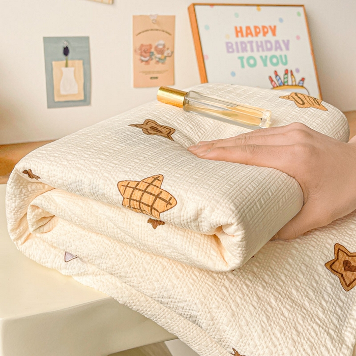 91家纺网 家纺一手货源 找家纺 （总）贝扬思家纺 2026新款高克重泡芙纱印花款单床单-软糖