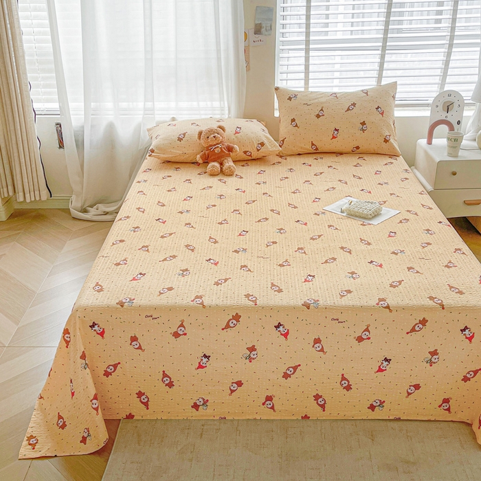 91家纺网 家纺一手货源 找家纺 贝扬思家纺 2026新款高克重泡芙纱印花款单床单-软糖 CD-软糖 星星糖豆