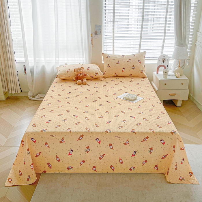 91家纺网 家纺一手货源 找家纺 贝扬思家纺 2026新款高克重泡芙纱印花款单床单-软糖 CD-软糖 星星糖豆