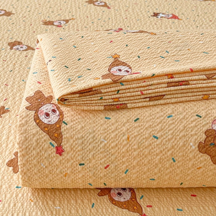 91家纺网 家纺一手货源 找家纺 贝扬思家纺 2026新款高克重泡芙纱印花款单床单-软糖 CD-软糖 星星糖豆