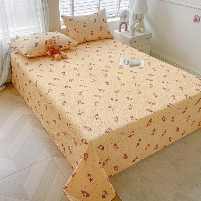 91家纺网 家纺一手货源 找家纺 贝扬思家纺 2026新款高克重泡芙纱印花款单床单-软糖 CD-软糖 星星糖豆