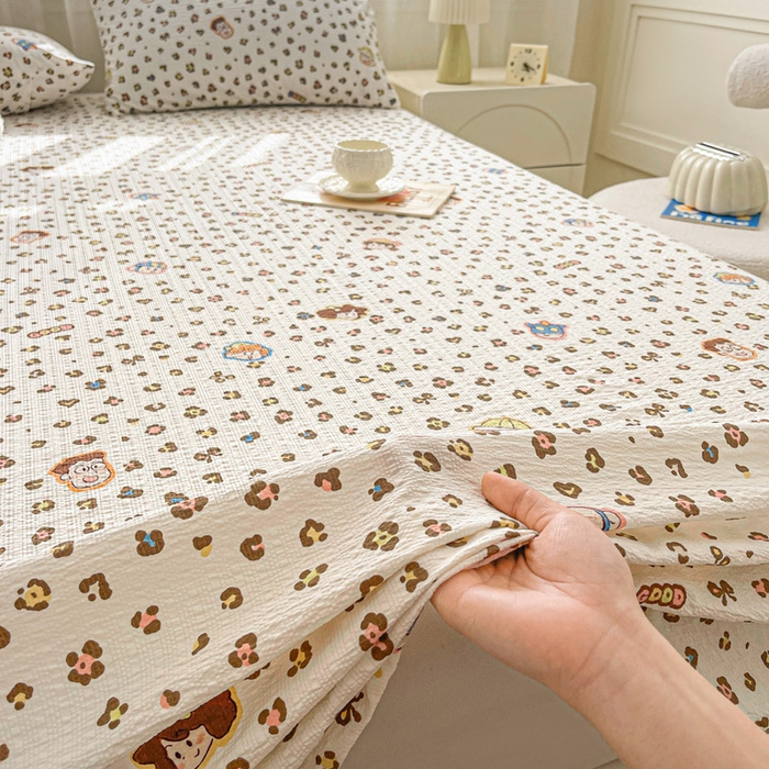 91家纺网 家纺一手货源 找家纺 贝扬思家纺 2026新款高克重泡芙纱印花款单床单-软糖 CD软糖-豹纹新新