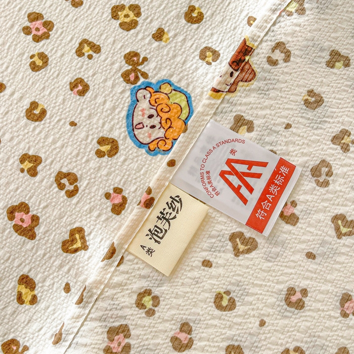 91家纺网 家纺一手货源 找家纺 贝扬思家纺 2026新款高克重泡芙纱印花款单床单-软糖 CD软糖-豹纹新新