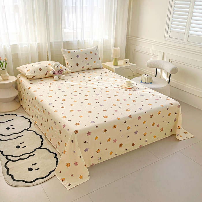 91家纺网 家纺一手货源 找家纺 贝扬思家纺 2026新款高克重泡芙纱印花款单床单-软糖 CD软糖-逢星岛