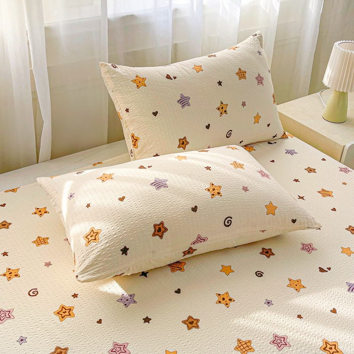 91家纺网 家纺一手货源 找家纺 贝扬思家纺 2026新款高克重泡芙纱印花款单床单-软糖 CD软糖-逢星岛