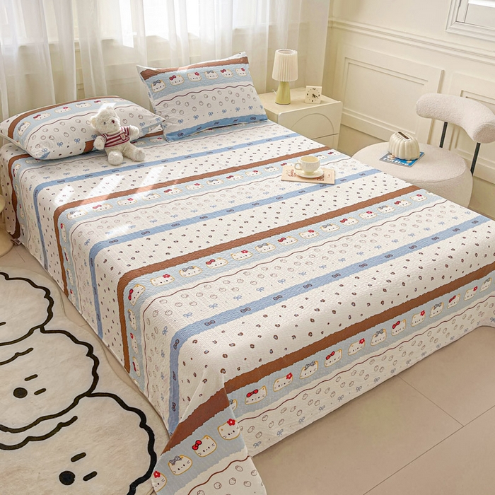 91家纺网 家纺一手货源 找家纺 贝扬思家纺 2026新款高克重泡芙纱印花款单床单-软糖 CD软糖-可可小猫条