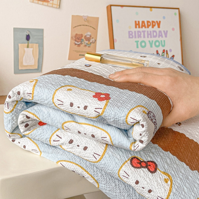 贝扬思家纺 2026新款高克重泡芙纱印花款单床单-软糖 CD软糖-可可小猫条