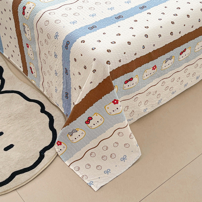 91家纺网 家纺一手货源 找家纺 贝扬思家纺 2026新款高克重泡芙纱印花款单床单-软糖 CD软糖-可可小猫条