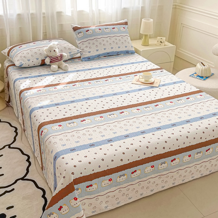 91家纺网 家纺一手货源 找家纺 贝扬思家纺 2026新款高克重泡芙纱印花款单床单-软糖 CD软糖-可可小猫条