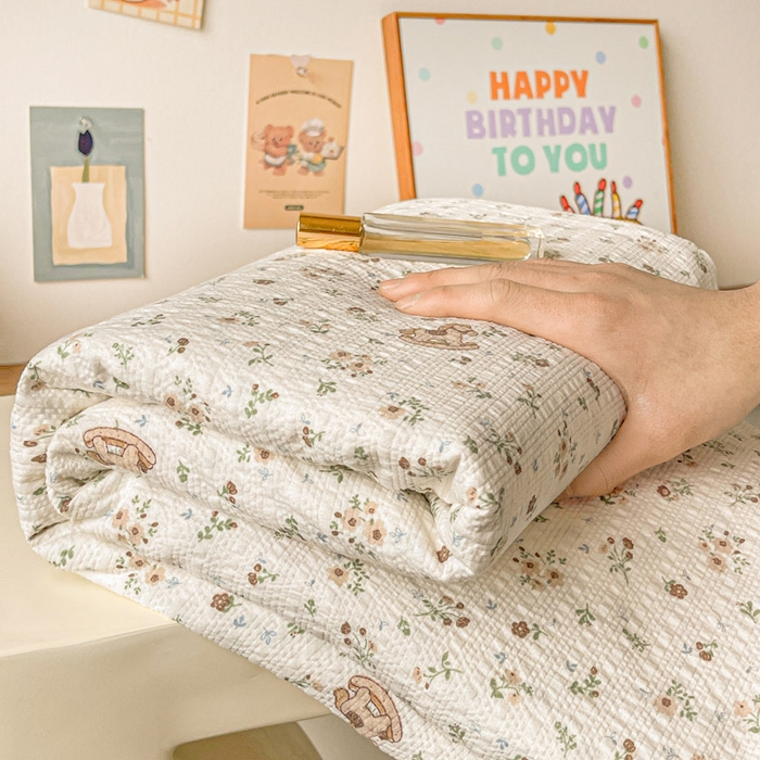 贝扬思家纺 2026新款高克重泡芙纱印花款单床单-软糖 CD软糖-木马小花团