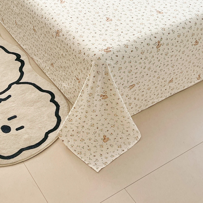 91家纺网 家纺一手货源 找家纺 贝扬思家纺 2026新款高克重泡芙纱印花款单床单-软糖 CD软糖-木马小花团