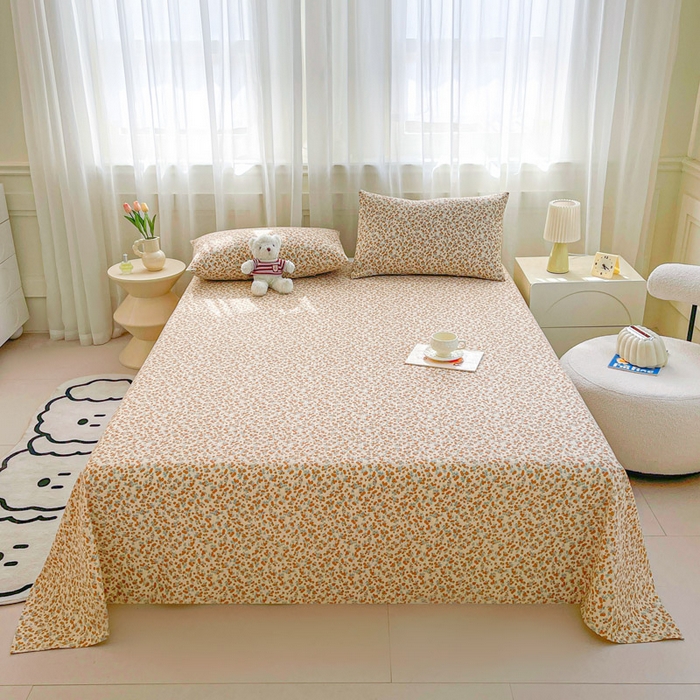 91家纺网 家纺一手货源 找家纺 贝扬思家纺 2026新款高克重泡芙纱印花款单床单-软糖 CD软糖-暖橘枝