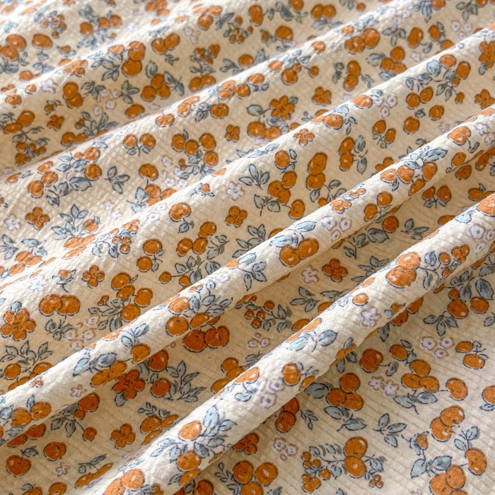 91家纺网 家纺一手货源 找家纺 贝扬思家纺 2026新款高克重泡芙纱印花款单床单-软糖 CD软糖-暖橘枝