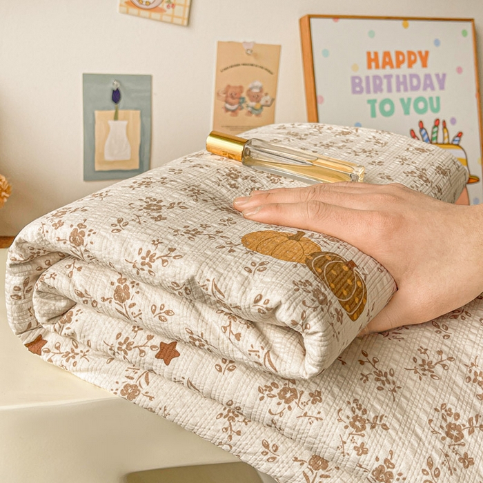 贝扬思家纺 2026新款高克重泡芙纱印花款单床单-软糖 CD软糖-秋末南瓜星