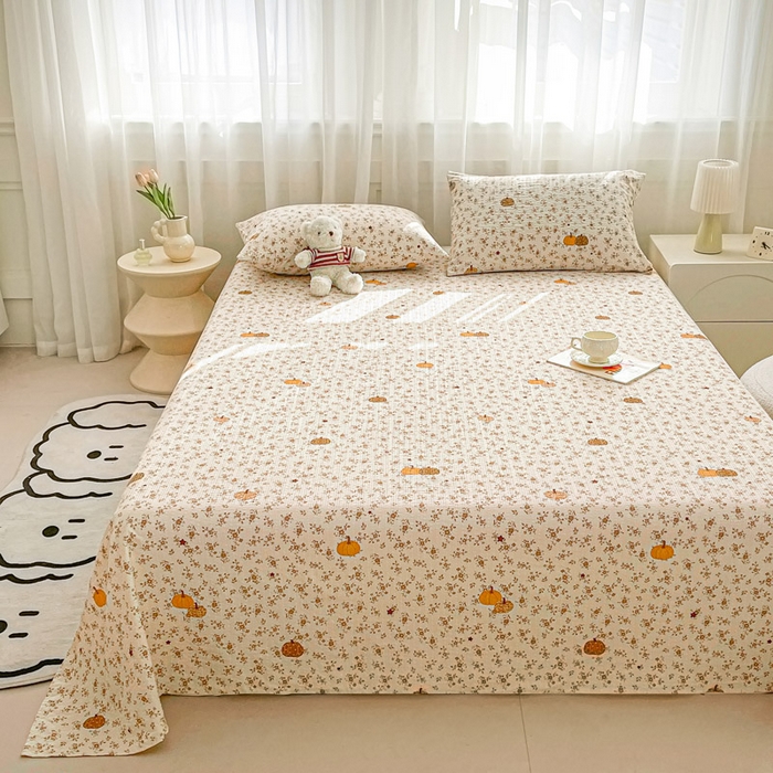 91家纺网 家纺一手货源 找家纺 贝扬思家纺 2026新款高克重泡芙纱印花款单床单-软糖 CD软糖-秋末南瓜星