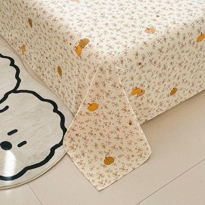 91家纺网 家纺一手货源 找家纺 贝扬思家纺 2026新款高克重泡芙纱印花款单床单-软糖 CD软糖-秋末南瓜星