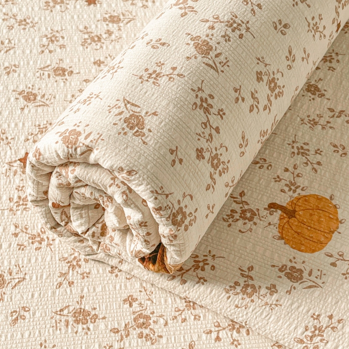 91家纺网 家纺一手货源 找家纺 贝扬思家纺 2026新款高克重泡芙纱印花款单床单-软糖 CD软糖-秋末南瓜星