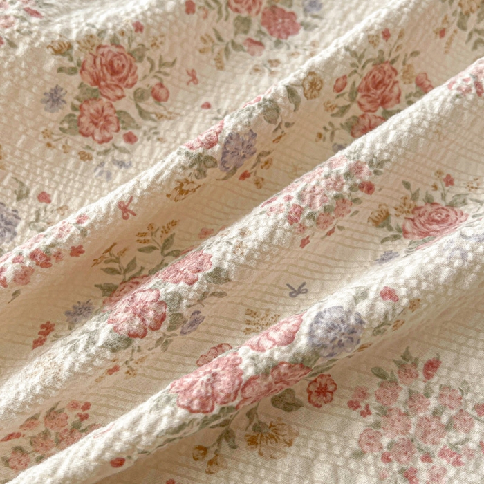 91家纺网 家纺一手货源 找家纺 贝扬思家纺 2026新款高克重泡芙纱印花款单床单-软糖 CD软糖-日光漫游