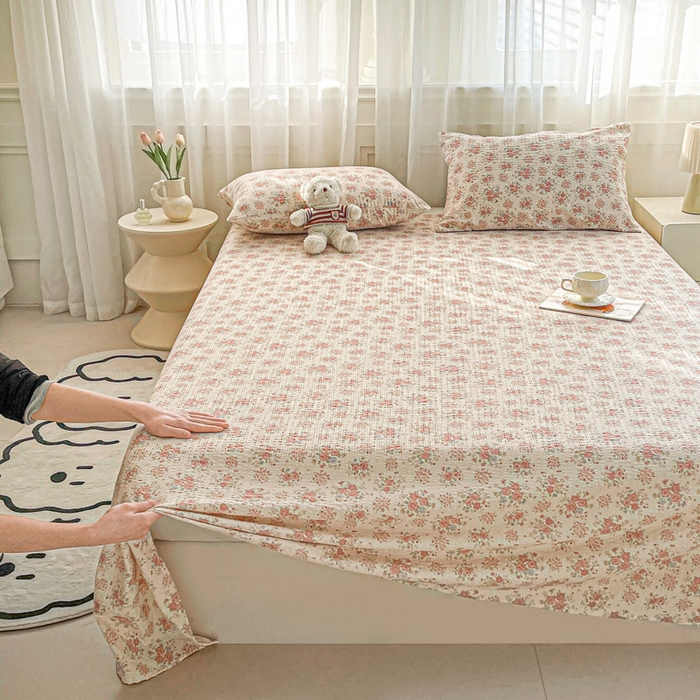 91家纺网 家纺一手货源 找家纺 贝扬思家纺 2026新款高克重泡芙纱印花款单床单-软糖 CD软糖-日光漫游