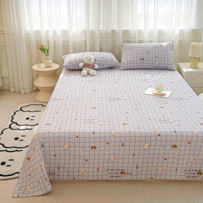 91家纺网 家纺一手货源 找家纺 贝扬思家纺 2026新款高克重泡芙纱印花款单床单-软糖 CD软糖-四季狗