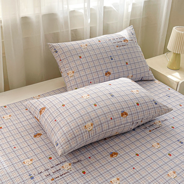 91家纺网 家纺一手货源 找家纺 贝扬思家纺 2026新款高克重泡芙纱印花款单床单-软糖 CD软糖-四季狗