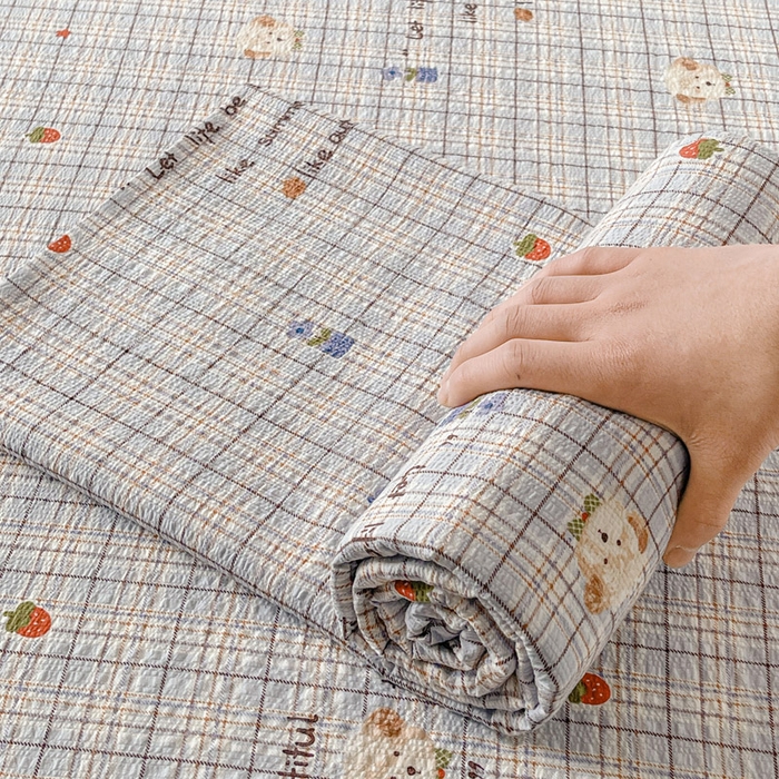 91家纺网 家纺一手货源 找家纺 贝扬思家纺 2026新款高克重泡芙纱印花款单床单-软糖 CD软糖-四季狗