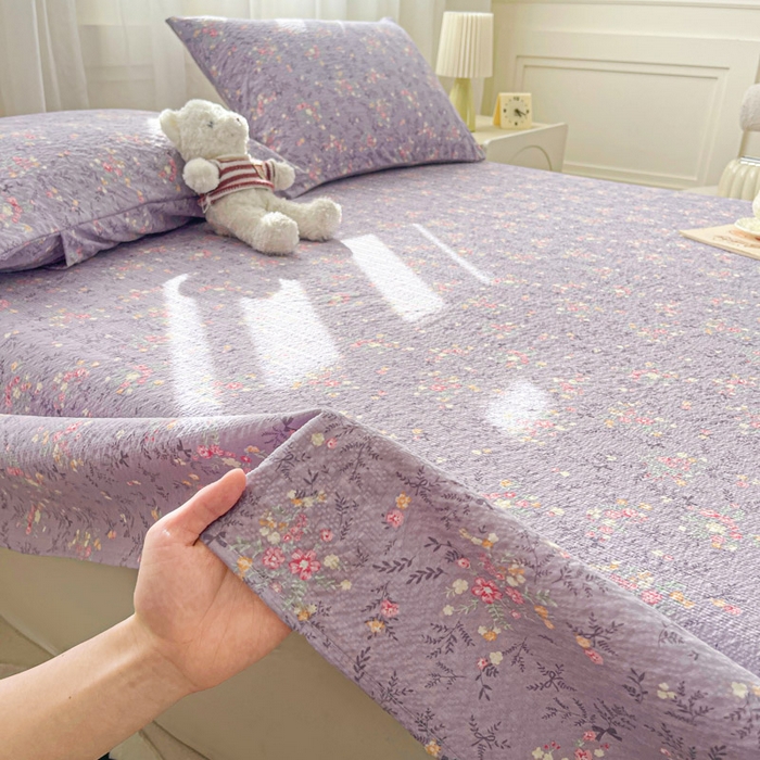 91家纺网 家纺一手货源 找家纺 贝扬思家纺 2026新款高克重泡芙纱印花款单床单-软糖 CD软糖-松间茶事