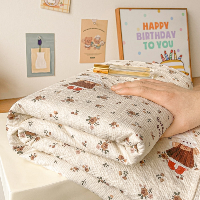 贝扬思家纺 2026新款高克重泡芙纱印花款单床单-软糖 CD软糖-田园兔