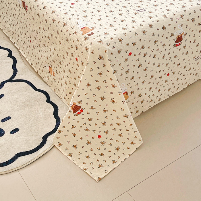 91家纺网 家纺一手货源 找家纺 贝扬思家纺 2026新款高克重泡芙纱印花款单床单-软糖 CD软糖-田园兔