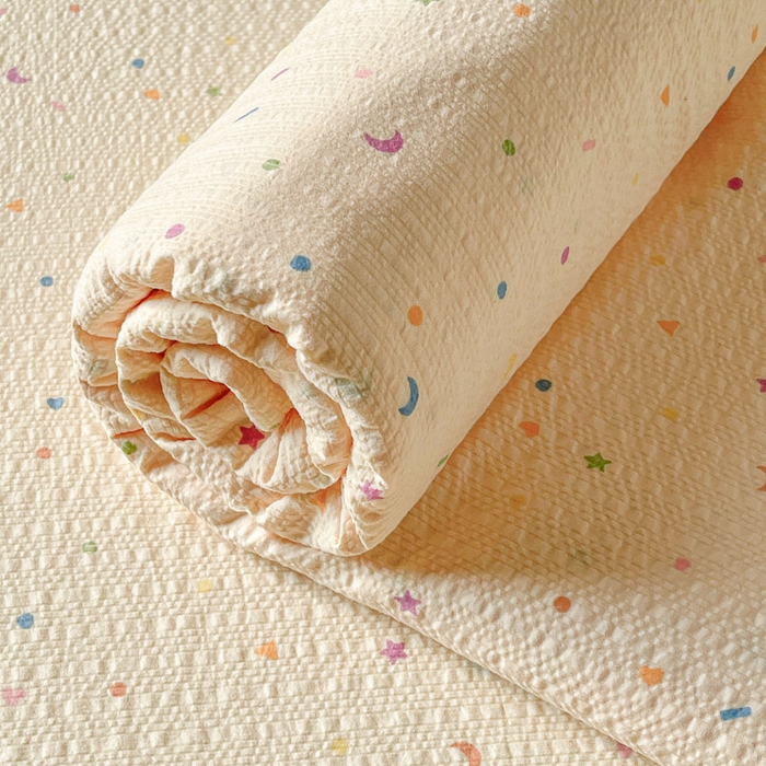 91家纺网 家纺一手货源 找家纺 贝扬思家纺 2026新款高克重泡芙纱印花款单床单-软糖 CD软糖-星月糖粒