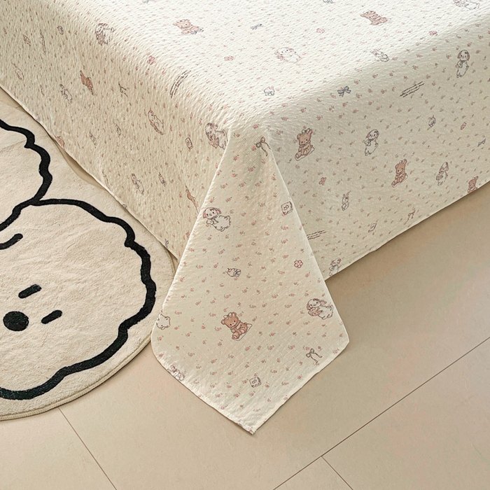 91家纺网 家纺一手货源 找家纺 贝扬思家纺 2026新款高克重泡芙纱印花款单床单-软糖 CD软糖-悦悦小兔