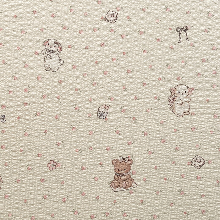 91家纺网 家纺一手货源 找家纺 贝扬思家纺 2026新款高克重泡芙纱印花款单床单-软糖 CD软糖-悦悦小兔