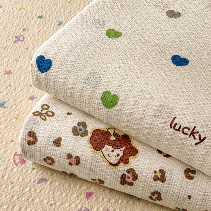 91家纺网 家纺一手货源 找家纺 贝扬思家纺 2026新款高克重泡芙纱印花款单床单-软糖 组合图（仅供展示不可下单）