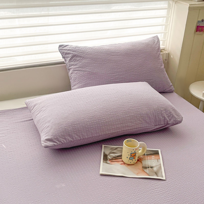 91家纺网 家纺一手货源 找家纺 贝扬思家纺 2026新款高品质A类泡芙纱纯色单床单床单单件 CD-浅紫