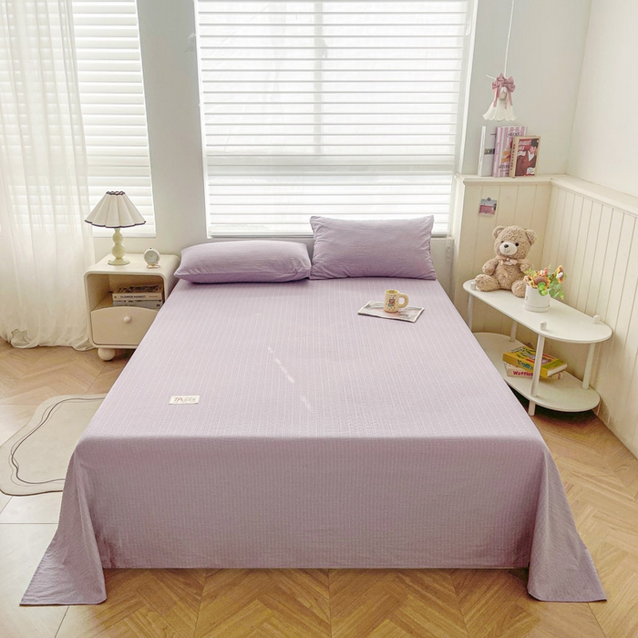 91家纺网 家纺一手货源 找家纺 贝扬思家纺 2026新款高品质A类泡芙纱纯色单床单床单单件 CD-浅紫