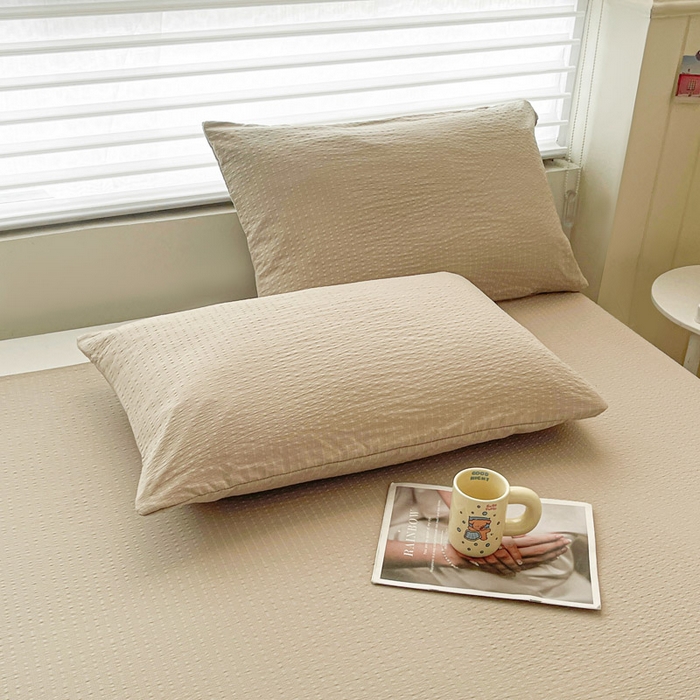 91家纺网 家纺一手货源 找家纺 贝扬思家纺 2026新款高品质A类泡芙纱纯色单床单床单单件 CD-卡其