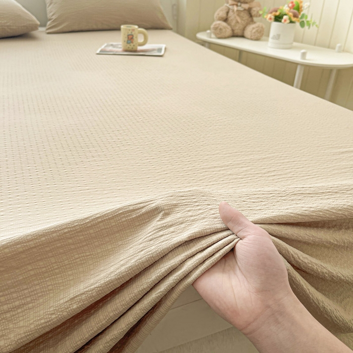 91家纺网 家纺一手货源 找家纺 贝扬思家纺 2026新款高品质A类泡芙纱纯色单床单床单单件 CD-卡其