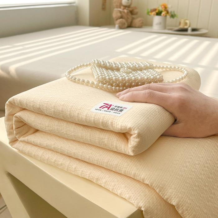 贝扬思家纺 2026新款高品质A类泡芙纱纯色单床单床单单件 CD-米黄