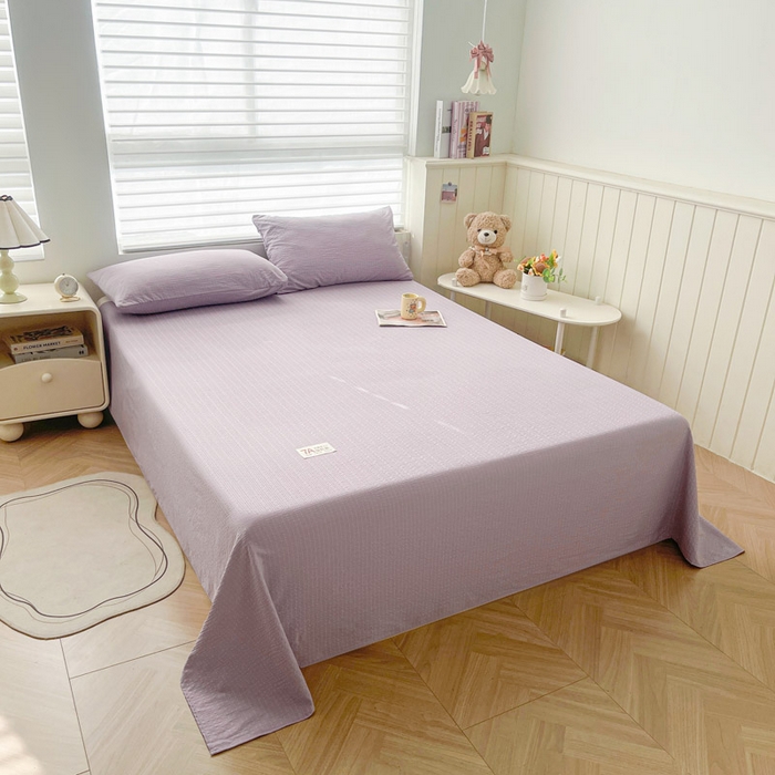 91家纺网 家纺一手货源 找家纺 贝扬思家纺 2026新款高品质A类泡芙纱纯色单床单床单单件 CD-浅紫