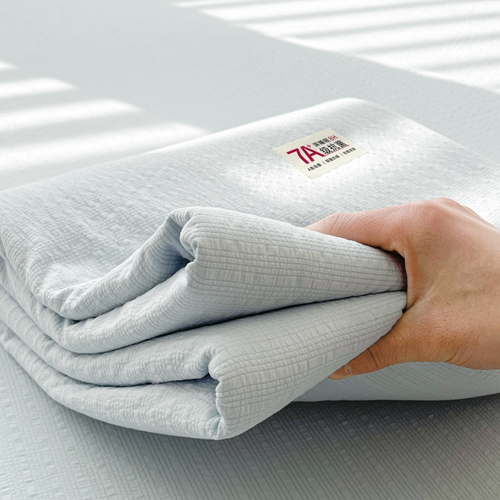 91家纺网 家纺一手货源 找家纺 贝扬思家纺 2026新款高品质A类泡芙纱纯色单床单床单单件 CD-浅蓝