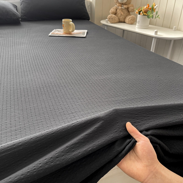 91家纺网 家纺一手货源 找家纺 贝扬思家纺 2026新款高品质A类泡芙纱纯色单床单床单单件 CD-黑色