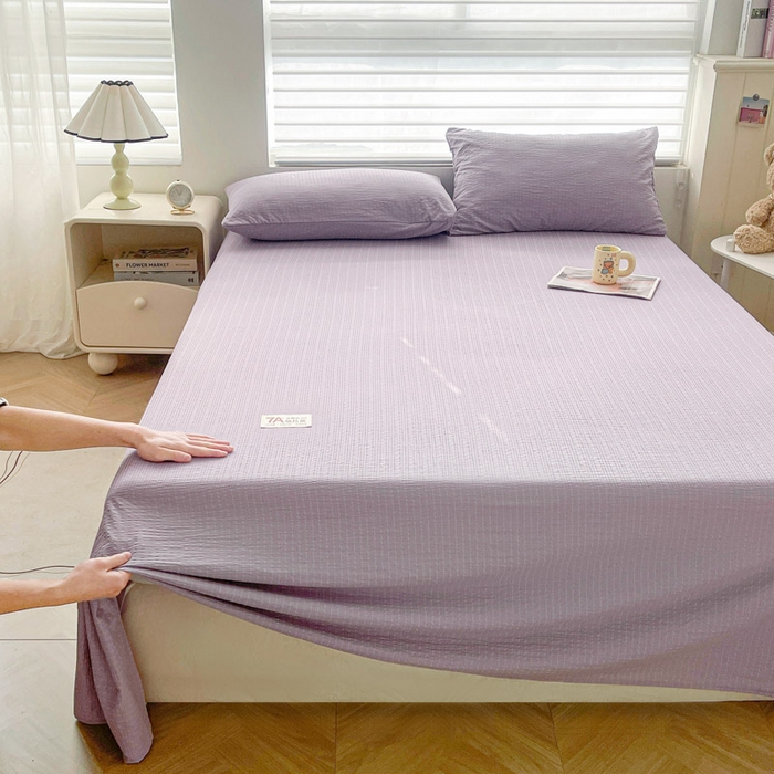 91家纺网 家纺一手货源 找家纺 贝扬思家纺 2026新款高品质A类泡芙纱纯色单床单床单单件 CD-浅紫