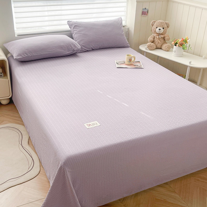 91家纺网 家纺一手货源 找家纺 贝扬思家纺 2026新款高品质A类泡芙纱纯色单床单床单单件 CD-浅紫