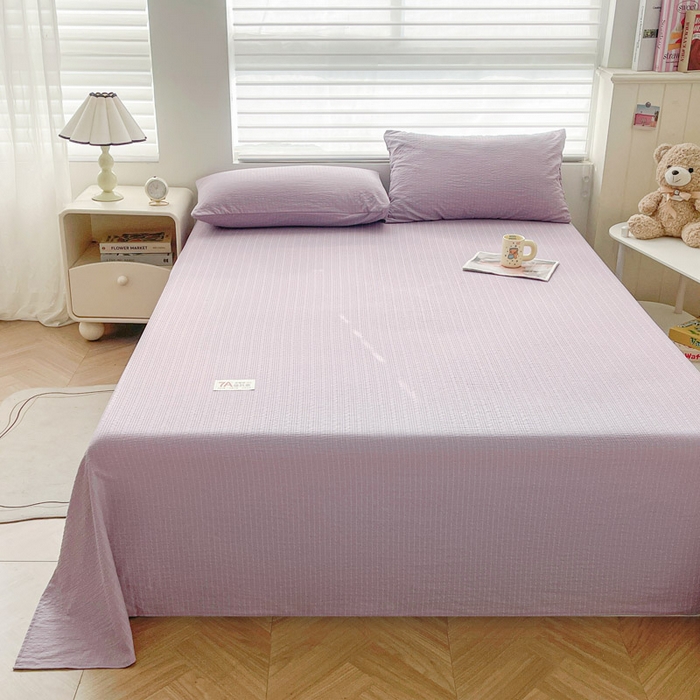 91家纺网 家纺一手货源 找家纺 贝扬思家纺 2026新款高品质A类泡芙纱纯色单床单床单单件 CD-浅紫