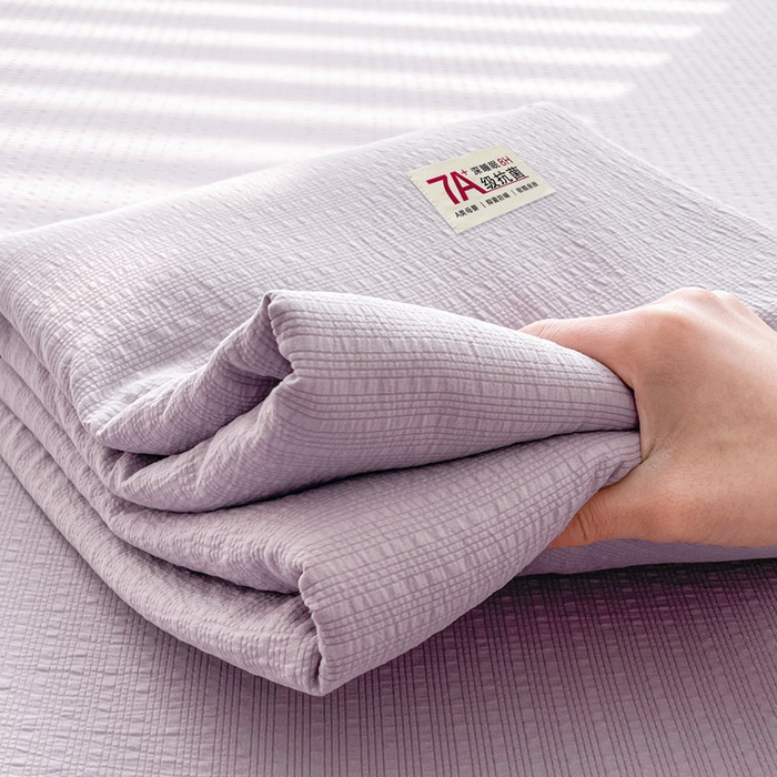 91家纺网 家纺一手货源 找家纺 贝扬思家纺 2026新款高品质A类泡芙纱纯色单床单床单单件 CD-浅紫