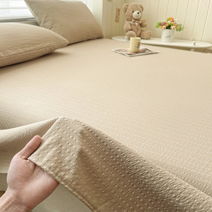 91家纺网 家纺一手货源 找家纺 贝扬思家纺 2026新款高品质A类泡芙纱纯色单床单床单单件 CD-卡其