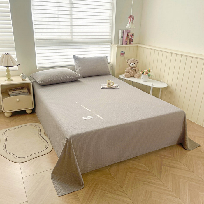 91家纺网 家纺一手货源 找家纺 贝扬思家纺 2026新款高品质A类泡芙纱纯色单床单床单单件 CD-浅灰